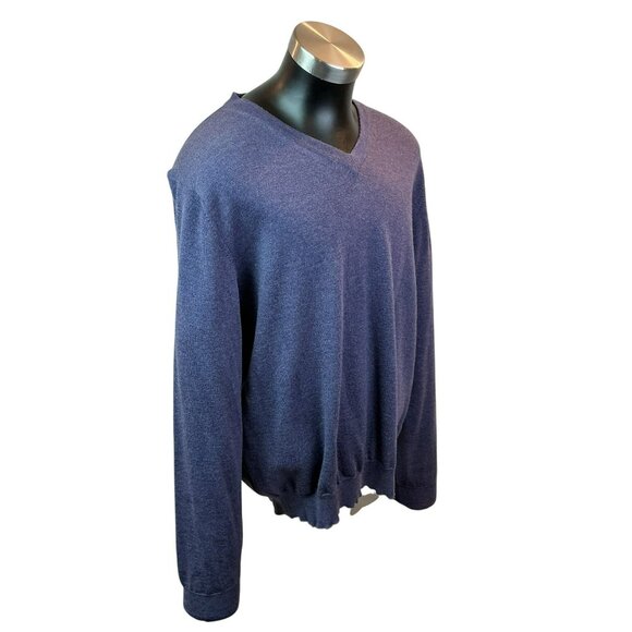 Nordstrom 100% Extra-Fine Merino Wool Purple V-Neck Sweater Mens XL Made In Ital - Picture 2 of 9